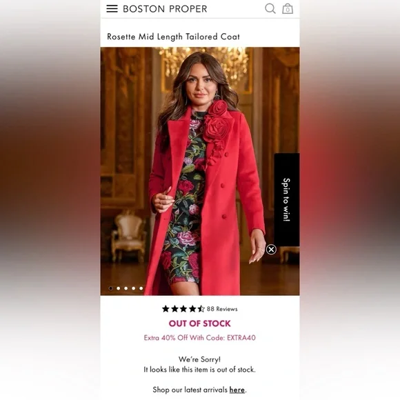 Rosette Mid Length Tailored Coat - Picture 3 of 12